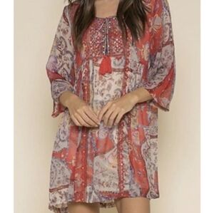 NWT Raga Red Strawberry Fields Boho Tunic Dress Size Small